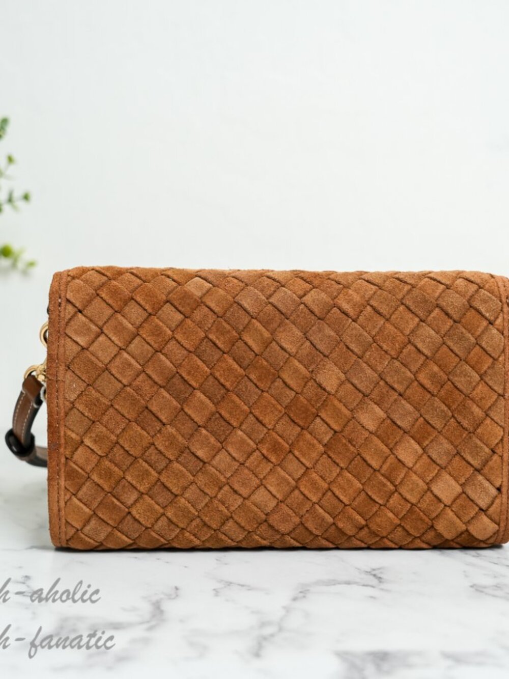 Tory Burch Thea Woven Suede Flat Wallet Crossbody in Chicory Brown NWT - Picture 8 of 16